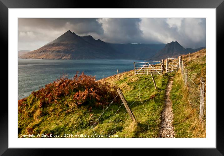 On the coastal path from Elgol to Camasunary Framed Mounted Print by Chris Drabble