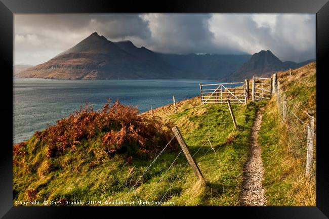 On the coastal path from Elgol to Camasunary Framed Print by Chris Drabble