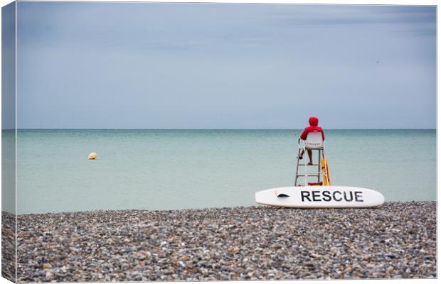 Lifeguard watching on Mers Les Bains beach  Canvas Print by Michelle PREVOT