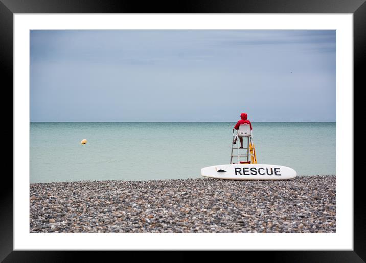 Lifeguard watching on Mers Les Bains beach  Framed Mounted Print by Michelle PREVOT