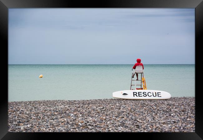 Lifeguard watching on Mers Les Bains beach  Framed Print by Michelle PREVOT