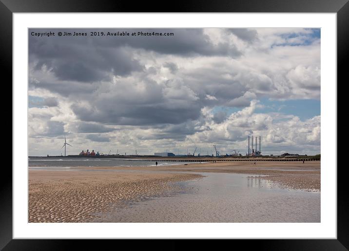The beach at Cambois in Northumberland Framed Mounted Print by Jim Jones