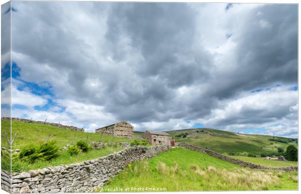 Swaledale Barns and cloudscape Canvas Print by Chris Warham