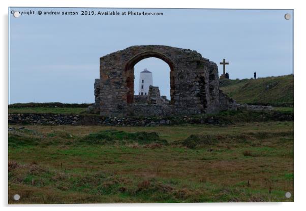 LLANDDWYN RUINS Acrylic by andrew saxton