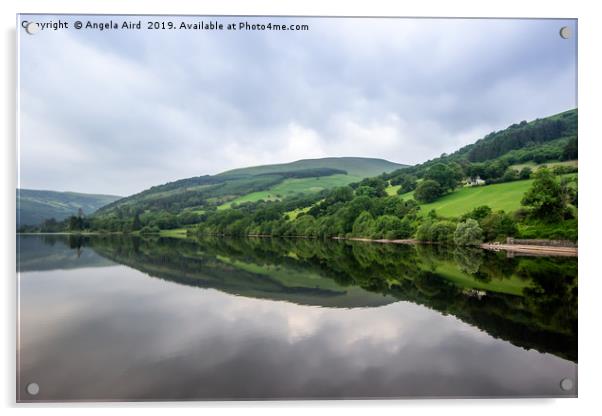 Talybont Reservoir. Acrylic by Angela Aird