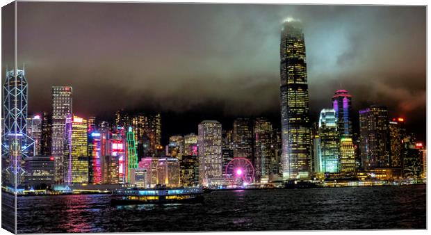 Hong Kong Island at night Canvas Print by Tony Bates