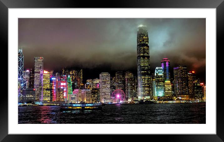 Hong Kong Island at night Framed Mounted Print by Tony Bates