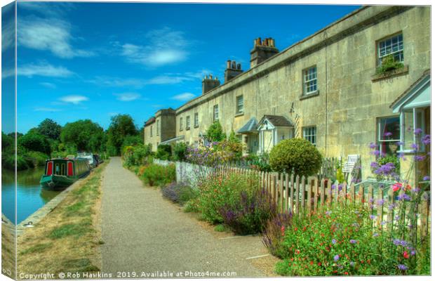 Bathampton Canal Cottages  Canvas Print by Rob Hawkins