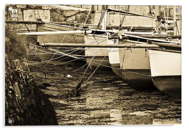 Oyster Boats Laid up at Mylor Acrylic by Brian Roscorla