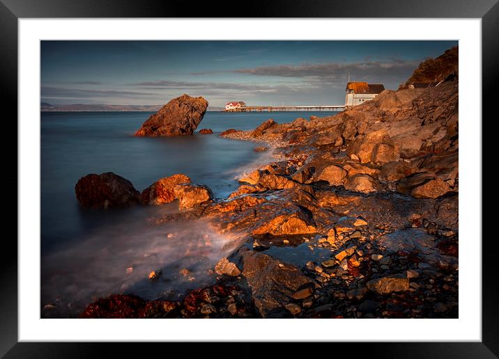 Dusk at Knab rock in Mumbles Framed Mounted Print by Leighton Collins