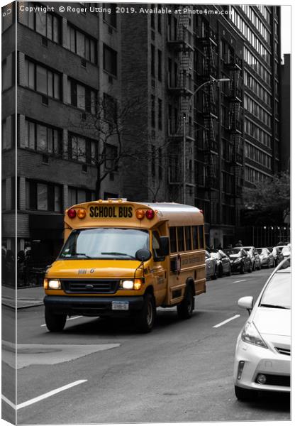 New York School bus Canvas Print by Roger Utting