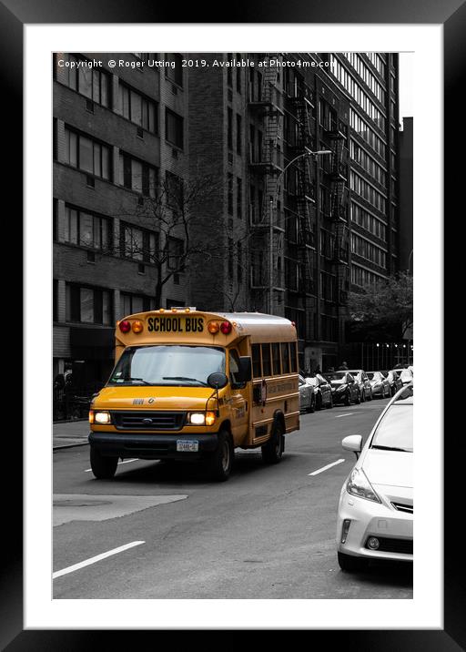 New York School bus Framed Mounted Print by Roger Utting