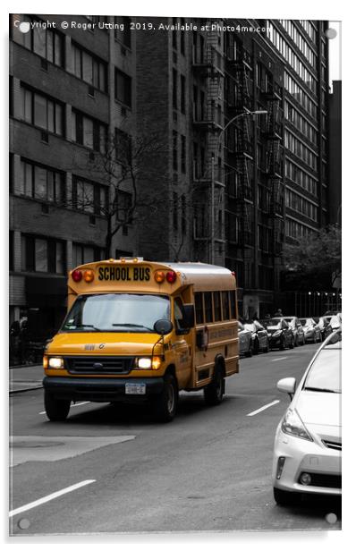 New York School bus Acrylic by Roger Utting