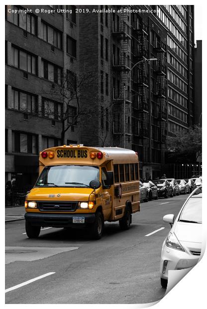 New York School bus Print by Roger Utting
