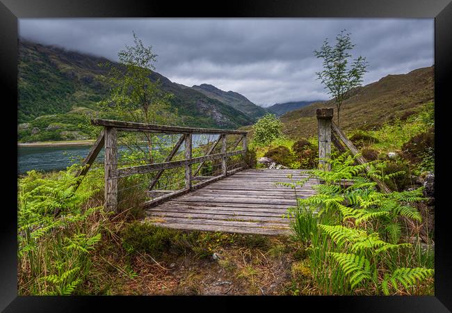 Old Wooden Bridge on the path to Barisdale Framed Print by George Robertson