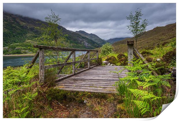 Old Wooden Bridge on the path to Barisdale Print by George Robertson