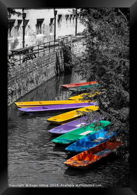 Colourful Oxford Punts Framed Print by Roger Utting