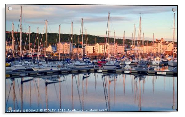 "Evening light reflections at Whitehaven marina" Acrylic by ROS RIDLEY