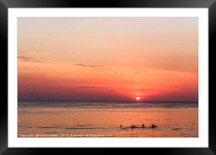 Sunset Bathing Framed Mounted Print by Kevin Hellon