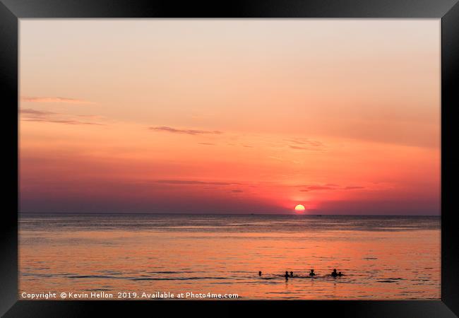 Sunset Bathing Framed Print by Kevin Hellon
