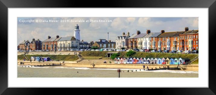 Southwold Promenade Panoramic Framed Mounted Print by Diana Mower