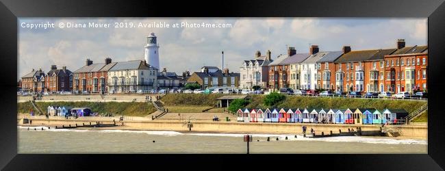 Southwold Promenade Panoramic Framed Print by Diana Mower