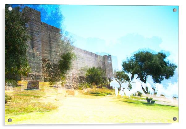 These are the walls of the castle of Sohail. There Acrylic by Jose Manuel Espigares Garc