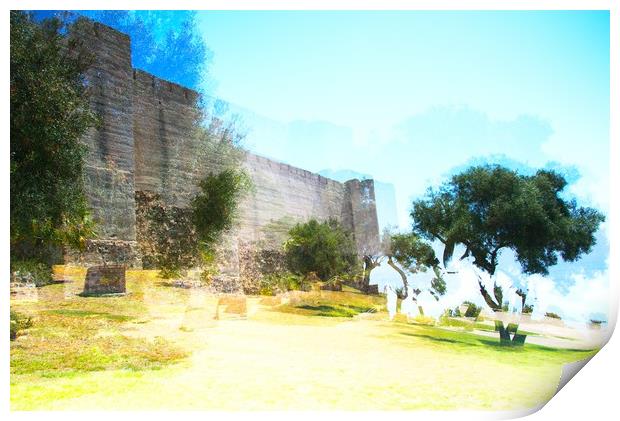 These are the walls of the castle of Sohail. There Print by Jose Manuel Espigares Garc