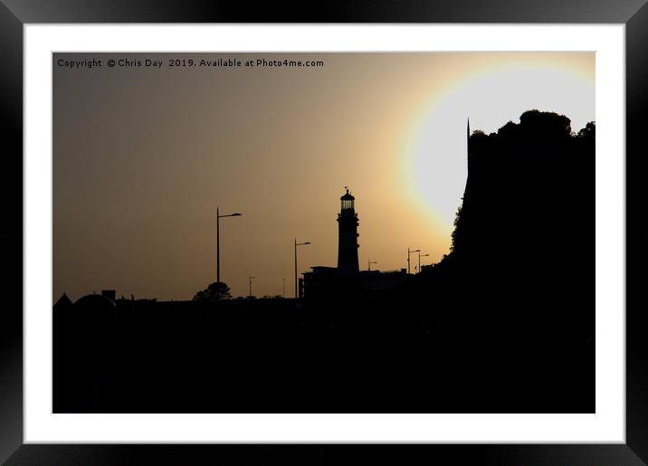 Plymouth Hoe Silhouette Framed Mounted Print by Chris Day