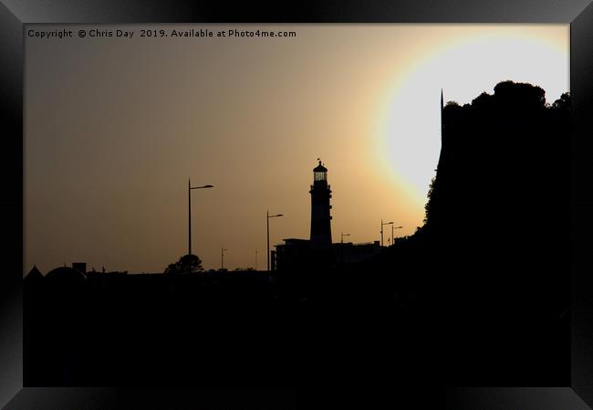 Plymouth Hoe Silhouette Framed Print by Chris Day