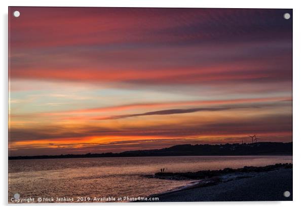 Sunset at Ogmore by Sea South Wales Acrylic by Nick Jenkins