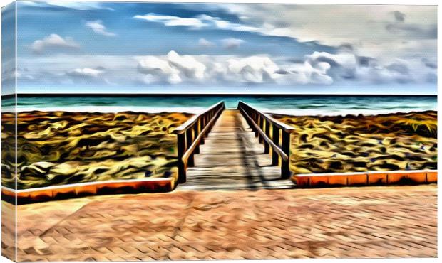 Digital painting of Sea View in Spain Canvas Print by Stuart Atton