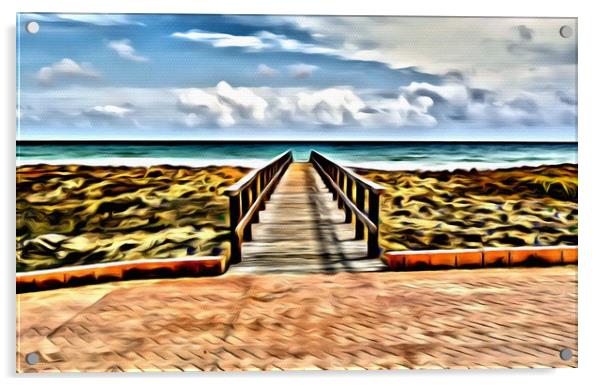 Digital painting of Sea View in Spain Acrylic by Stuart Atton