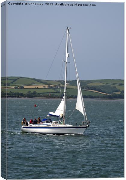 Yacht on the Tamar Canvas Print by Chris Day
