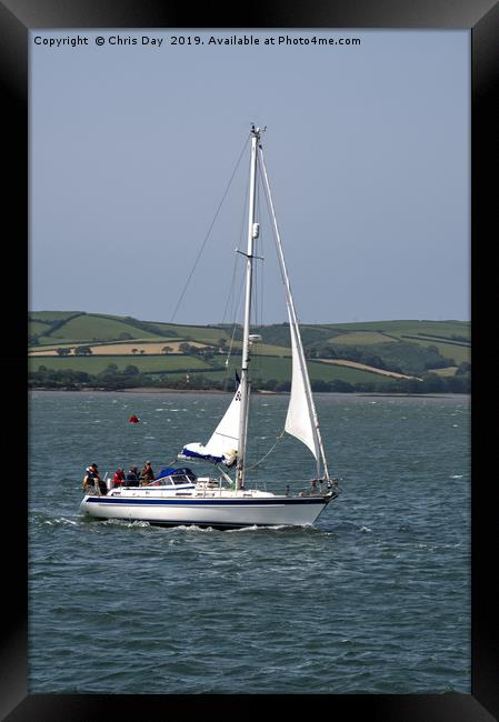 Yacht on the Tamar Framed Print by Chris Day