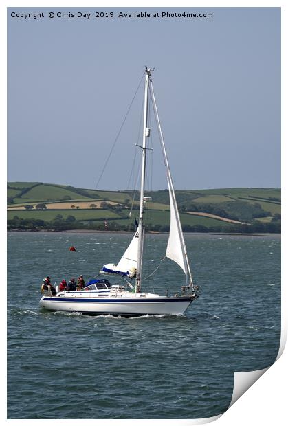 Yacht on the Tamar Print by Chris Day