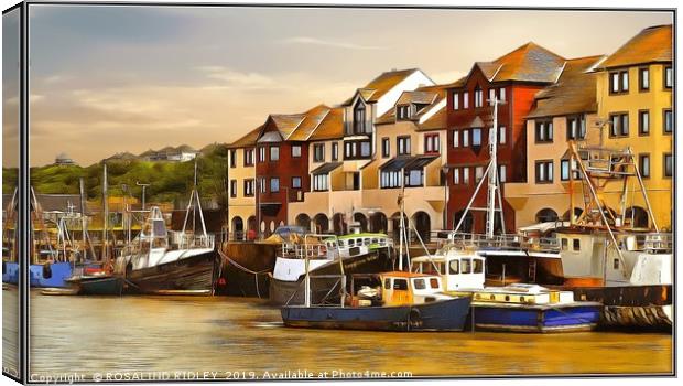 "Whitehaven Harbour at dusk" Canvas Print by ROS RIDLEY