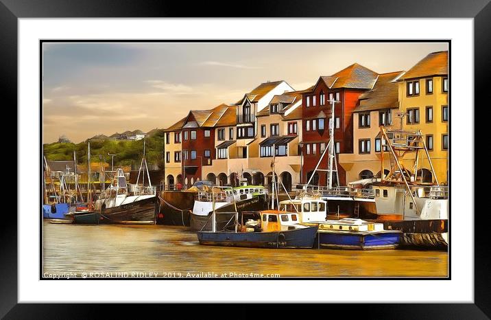 "Whitehaven Harbour at dusk" Framed Mounted Print by ROS RIDLEY