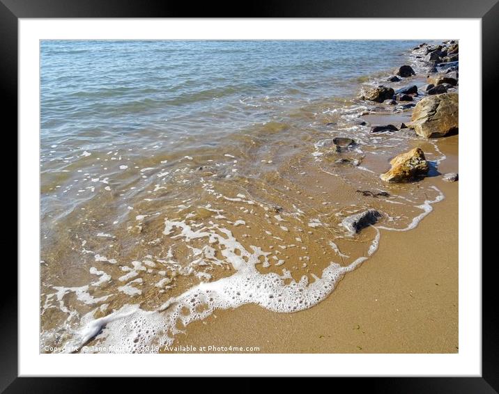 Sand Sea and Rocks Framed Mounted Print by Jane Metters