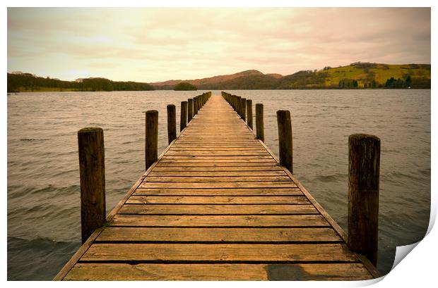 Jetty on Coniston Water Print by graham young