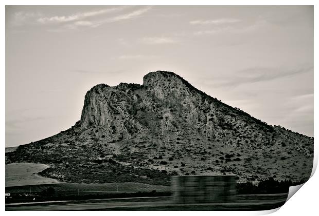 The lovers rock in Antequera Print by Jose Manuel Espigares Garc