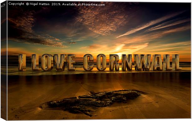 I Love Cornwall Canvas Print by Nigel Hatton