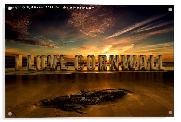 I Love Cornwall Acrylic by Nigel Hatton