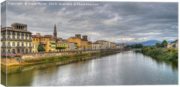 The river Arno Florence. Canvas Print by Diana Mower