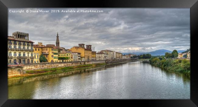 The river Arno Florence. Framed Print by Diana Mower
