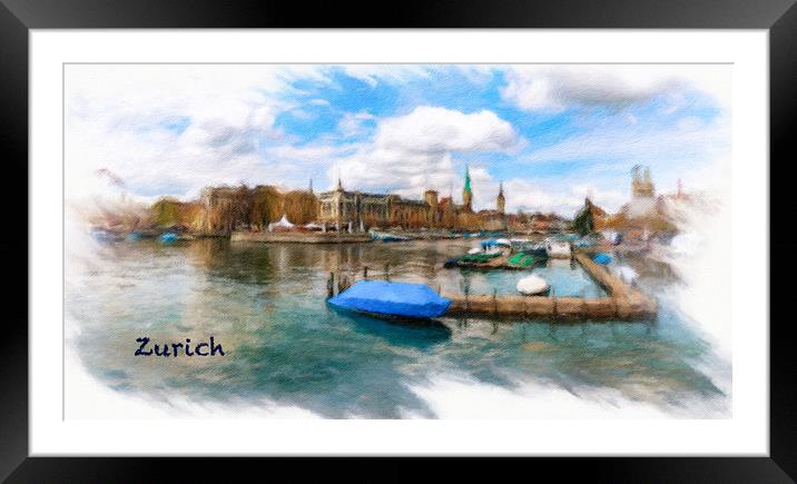 Zurich Cityscape 1 Framed Mounted Print by DiFigiano Photography