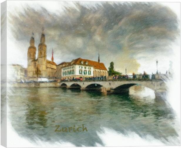 Zurich Cityscape 3 Canvas Print by DiFigiano Photography