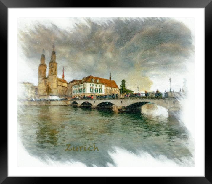 Zurich Cityscape 3 Framed Mounted Print by DiFigiano Photography