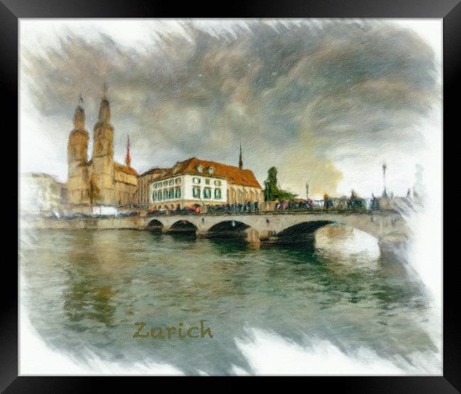 Zurich Cityscape 3 Framed Print by DiFigiano Photography
