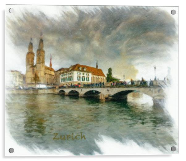 Zurich Cityscape 3 Acrylic by DiFigiano Photography